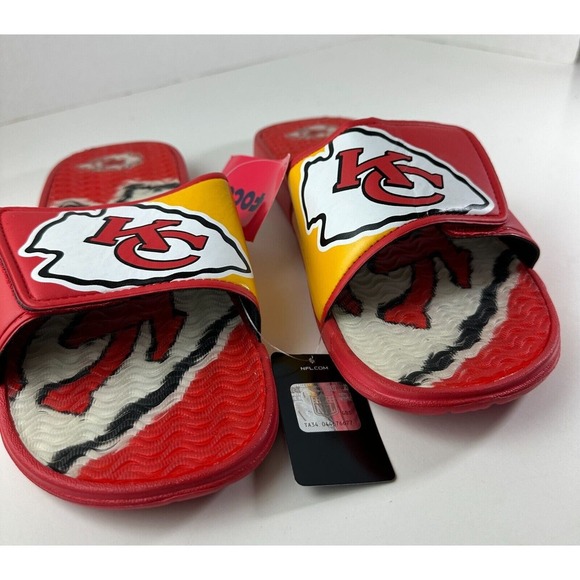 NWT Kansas City Chiefs NFL Team Stripe Gel Slides Sandals Men's Size Large FOCO - Picture 6 of 8